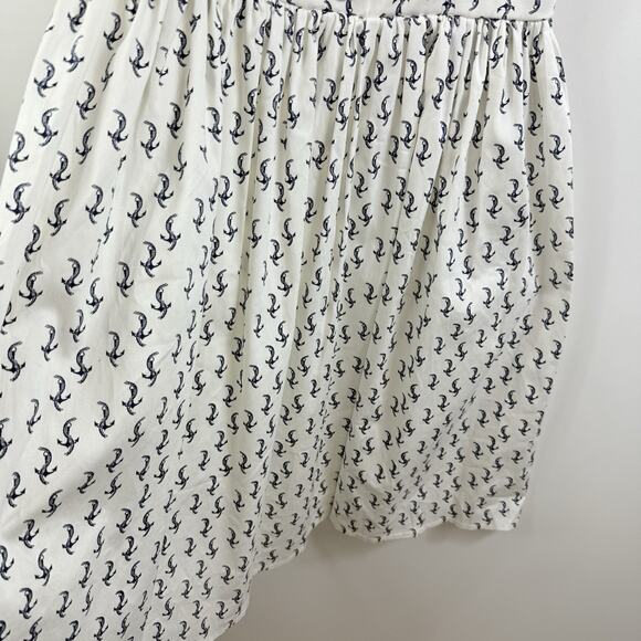 Unique Vintage New White Navy Anchor Rope Print Fit & Flare Dress Med Nautical - Picture 8 of 16